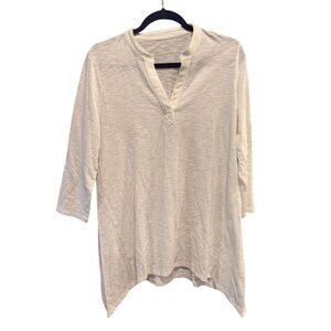 Chicos The Ultimate Tee Womens White 3/4 Sleeve Tunic Top Size M 60% Cotton 40%